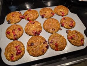 Cranberry Banana Oat Muffins